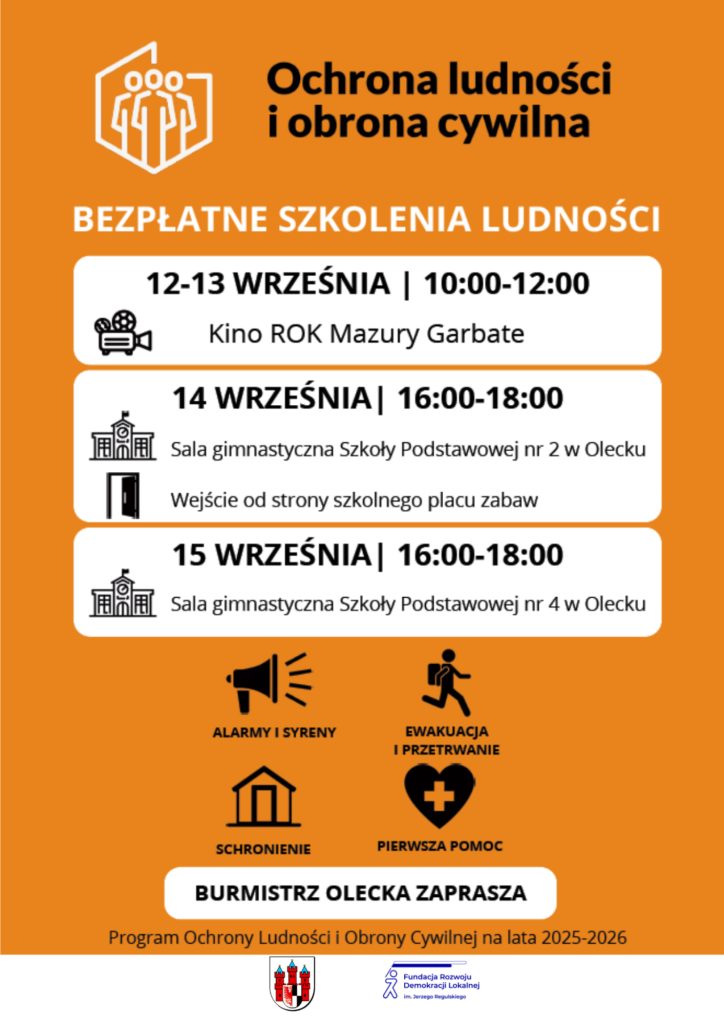 Bezpłatne szkolenia z ochrony ludności w Olecku