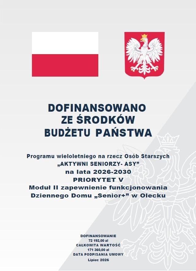 Gmina Olecko pozyskała środki na Dzienny Dom Senior+