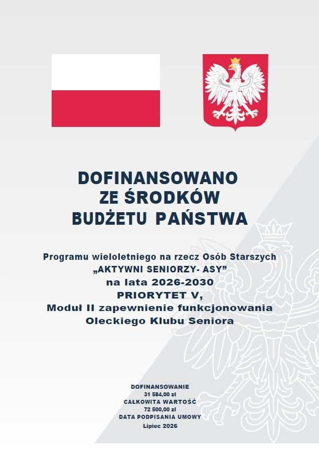 Gmina Olecko pozyskała środki na funkcjonowanie Klubu Seniora