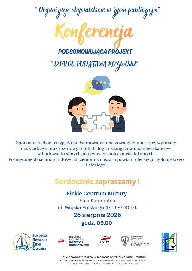 Konferencja podsumuje projekt „Dialog podstawą rozwoju”