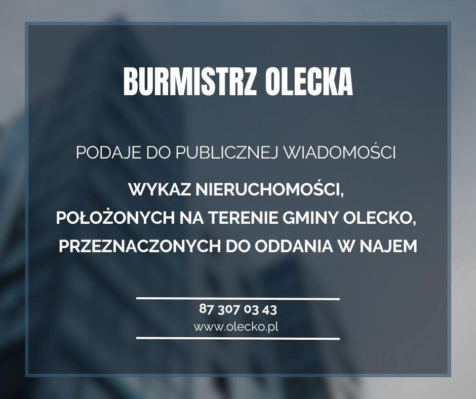 Dwie nieruchomości w Olecku przeznaczone do wynajęcia